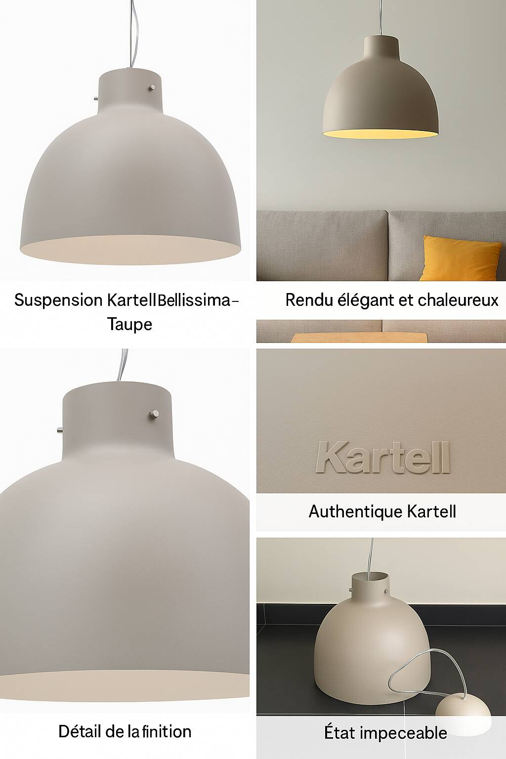 Suspension lamp - kartell bellissima - taupe - designer ferruccio lavian