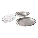 Plat de chevreuil plaqué argent avec casserole en verre pyrex par Sabattini, Italie