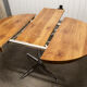 Dining table 1970 extendable formica feet cross atypical chrome