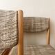 Set of 6 mid-century chairs in honey wood and tweed, 1970 design by dlg Regain.