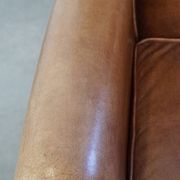 Cowhide Leather Wingback Chair in Light Cognac Color