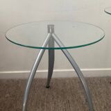 Duo of designer nesting tables with tripod base