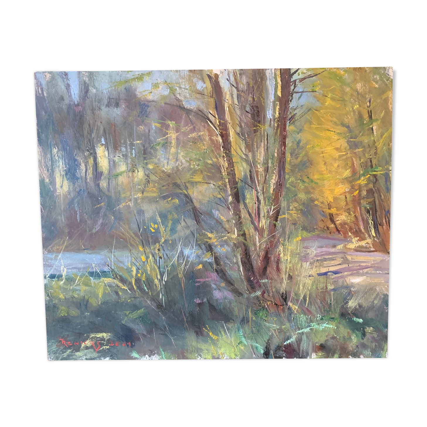 Oil on panel painting "Rural Landscape"