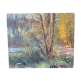 Oil on panel painting "Rural Landscape"