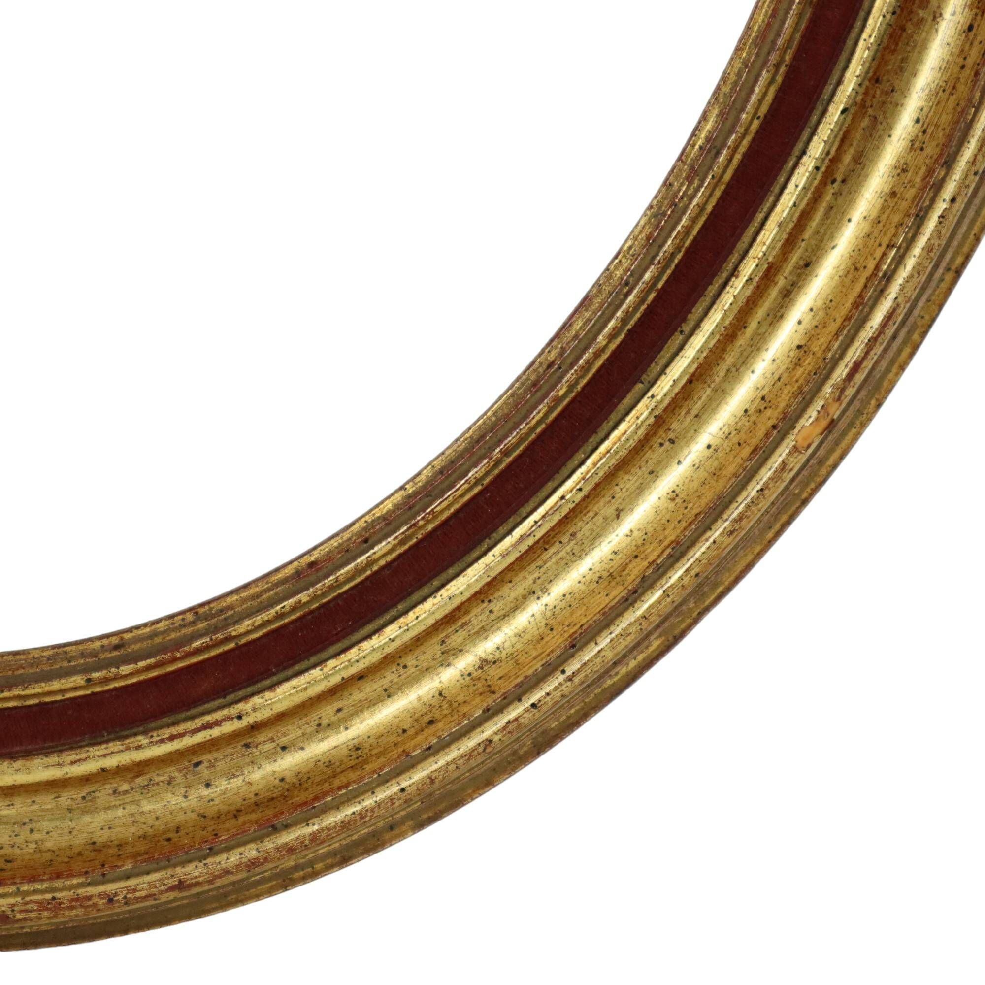 Pair Oval Gold Wooden Frames Classic Style Velvet 49x39cm