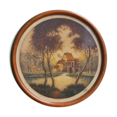 Tableau circulaire signé Flore