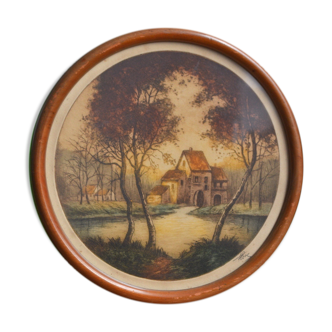 Circular table signed Flore