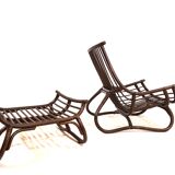 Manou rattan lounge chair in pagoda style with ottoman