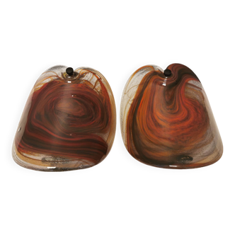 Two wonderfully crafted glass wall lamps designed by per lutken for holmegaard glassworks 1978