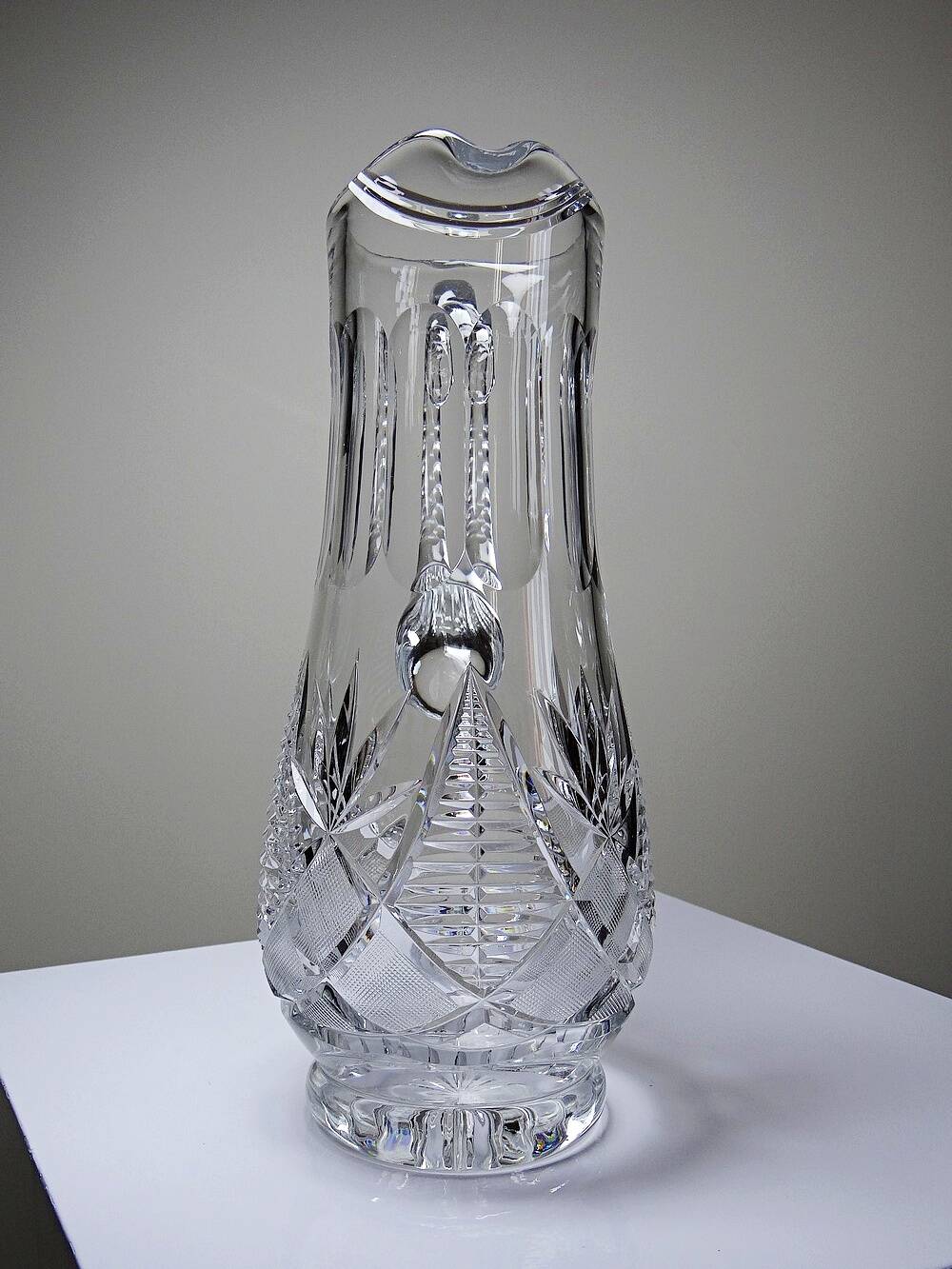 Large cut crystal water pitcher, European crystal makers 20th century
