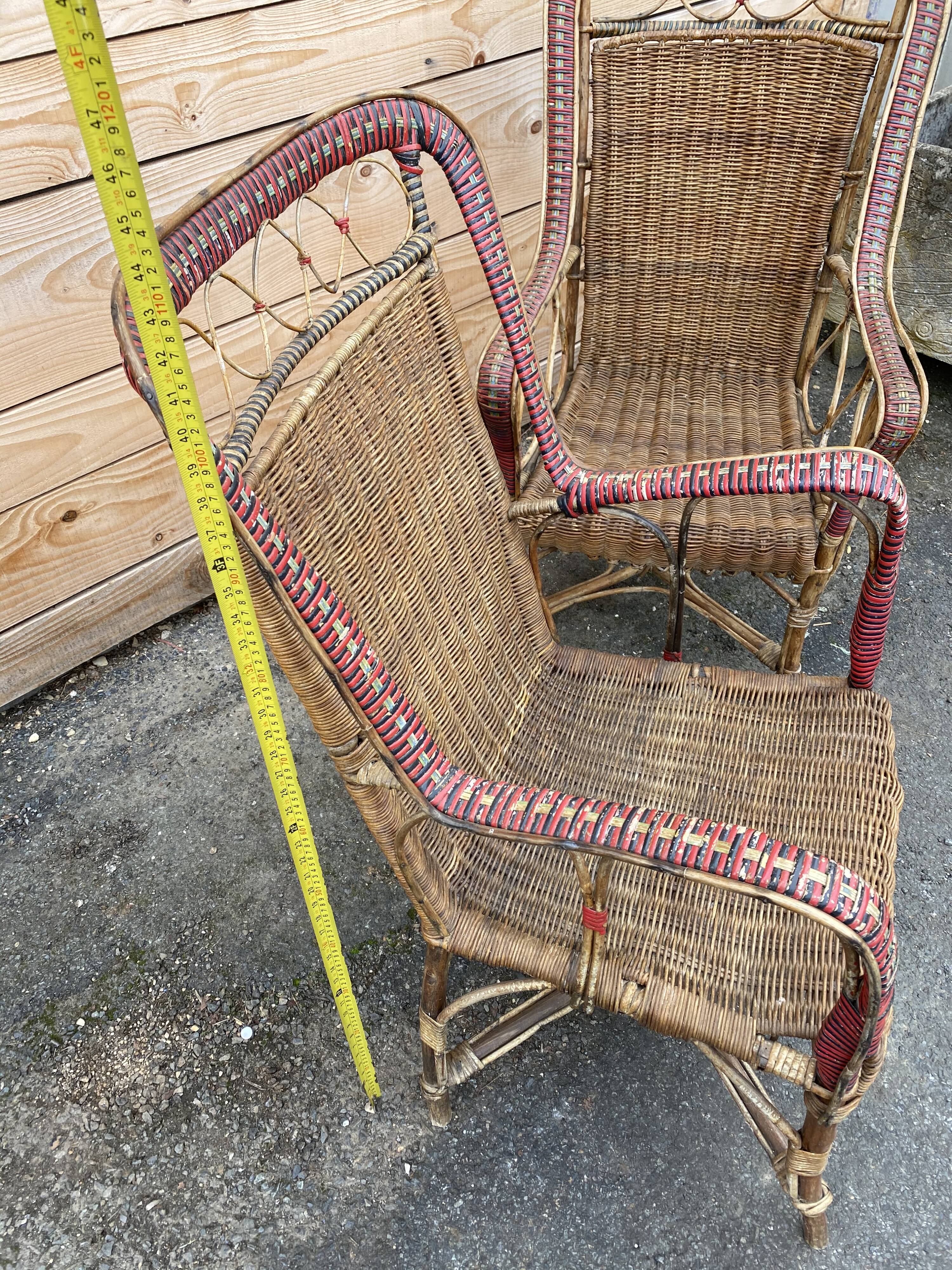 Pair of garden chair in 19th century rattan