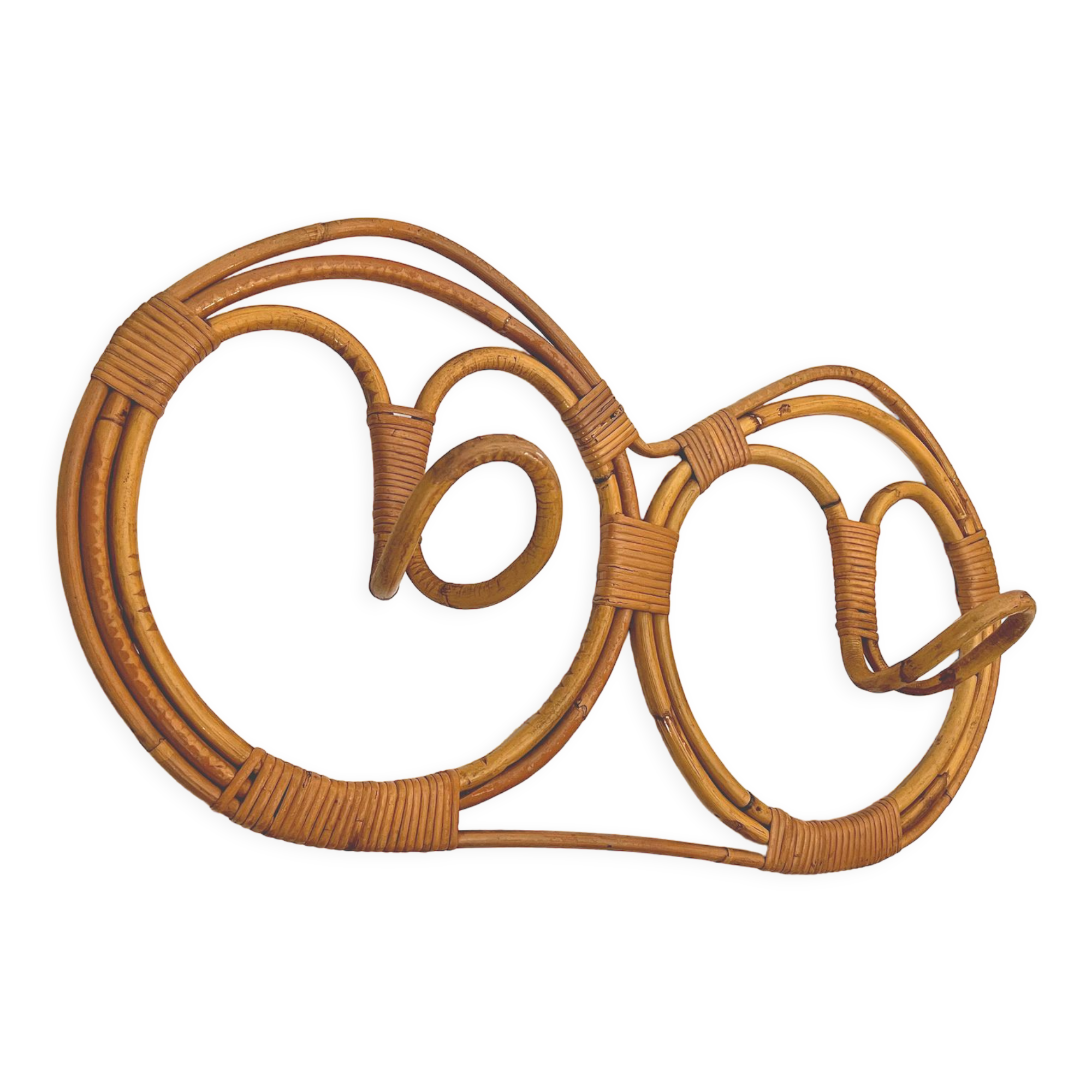 Wall-mounted reed and wicker coat rack by franco albini and franca helg for vittorio bonacina 1958