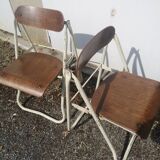 Pair of Bienaise model folding chairs from the Nelson brothers dating from the 1930s.