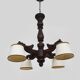 Antique hand-carved wooden dragon chandelier with 4 lights from the 1950s