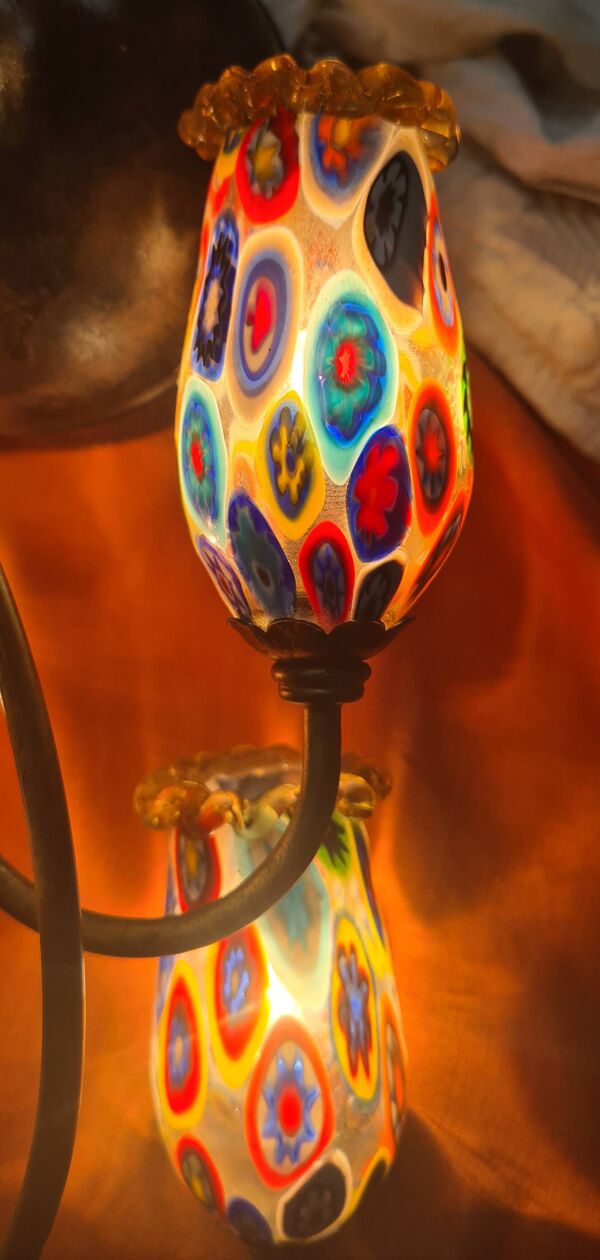 2 appliques murano  millefiori glass 40x25  1970 a 80s