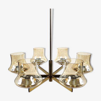 Dutch brass and glass chandelier from Phillips, 1950 s