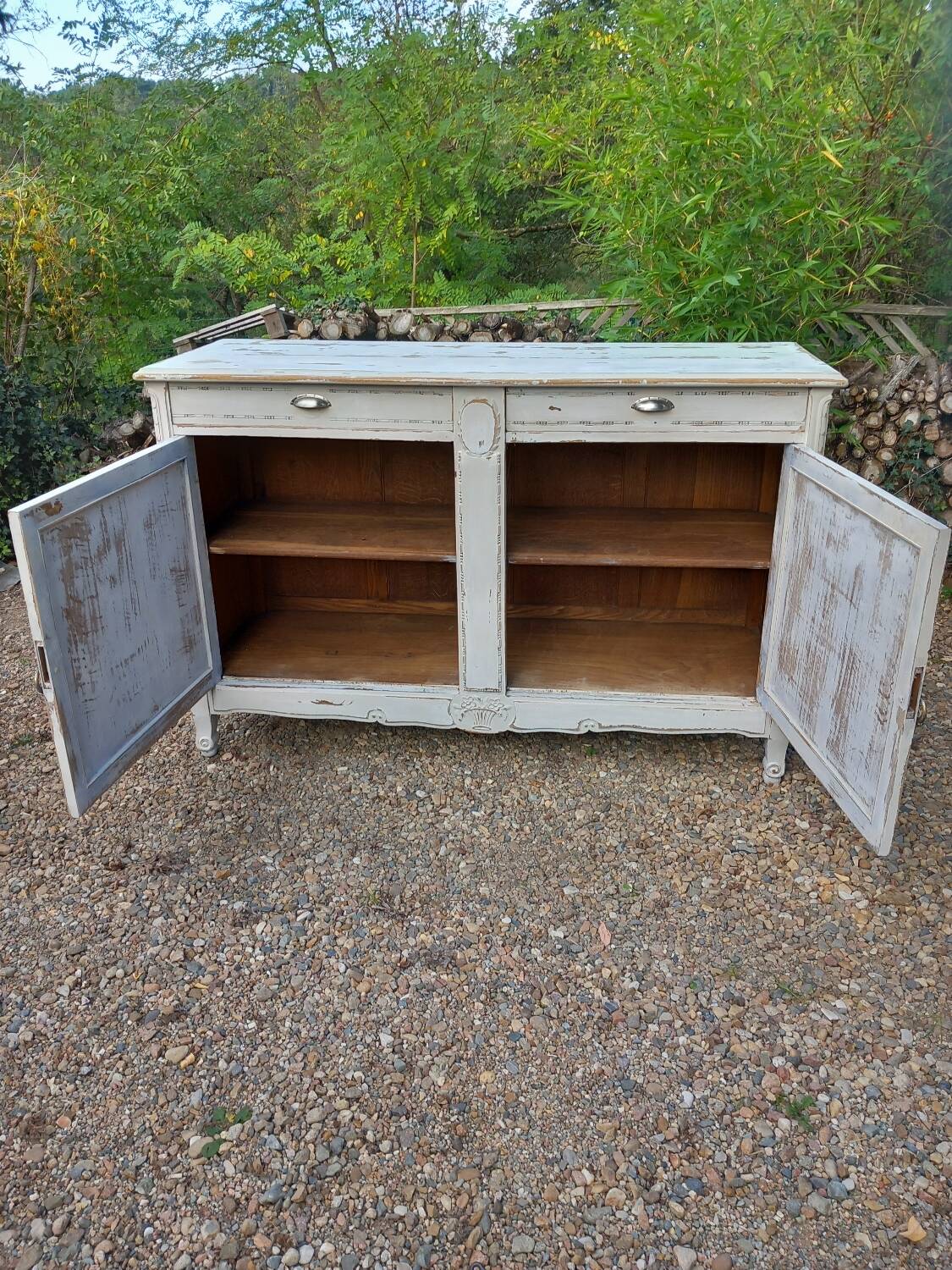 Old low sideboard in solid wood