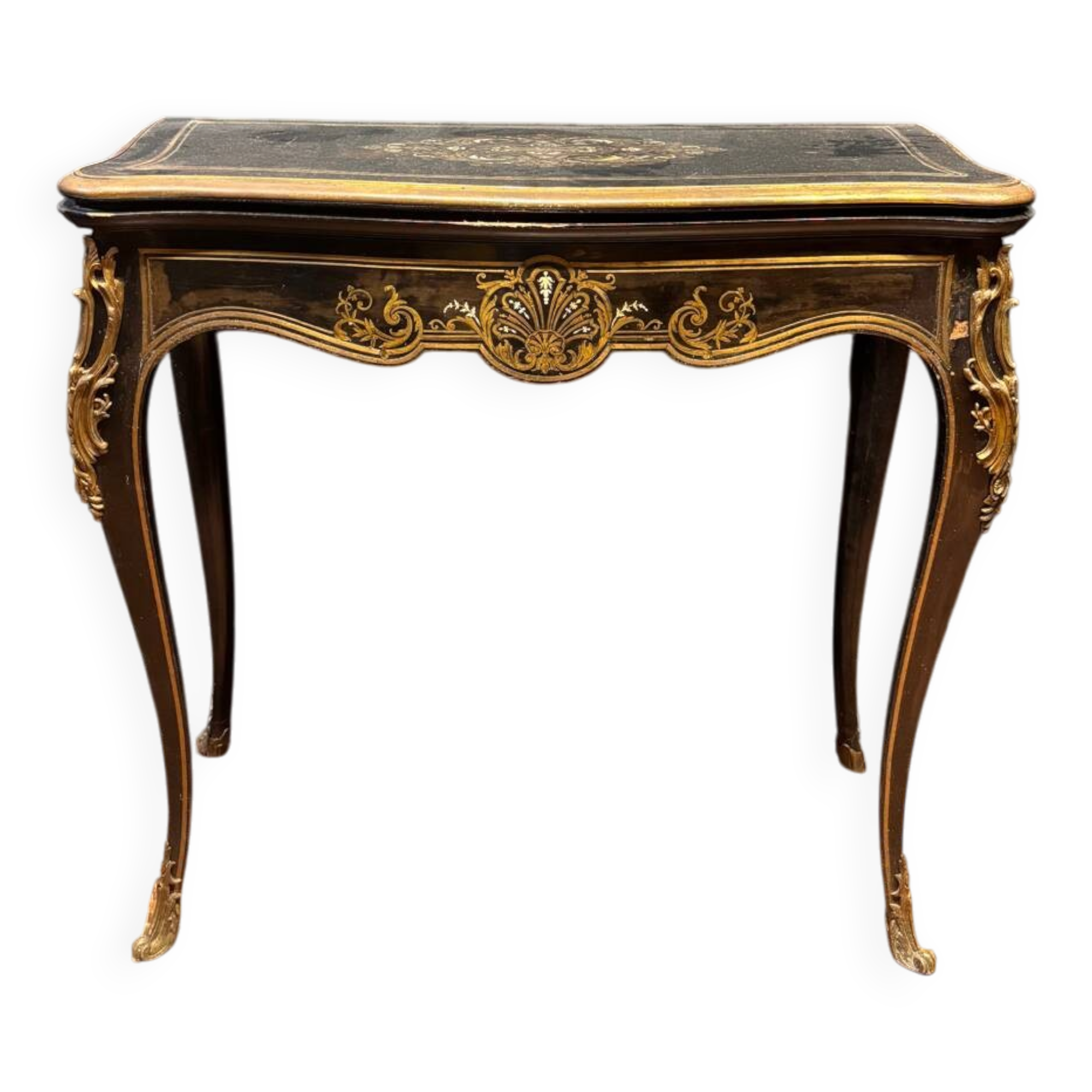 Antique wooden and brass game table – Timeless elegance
