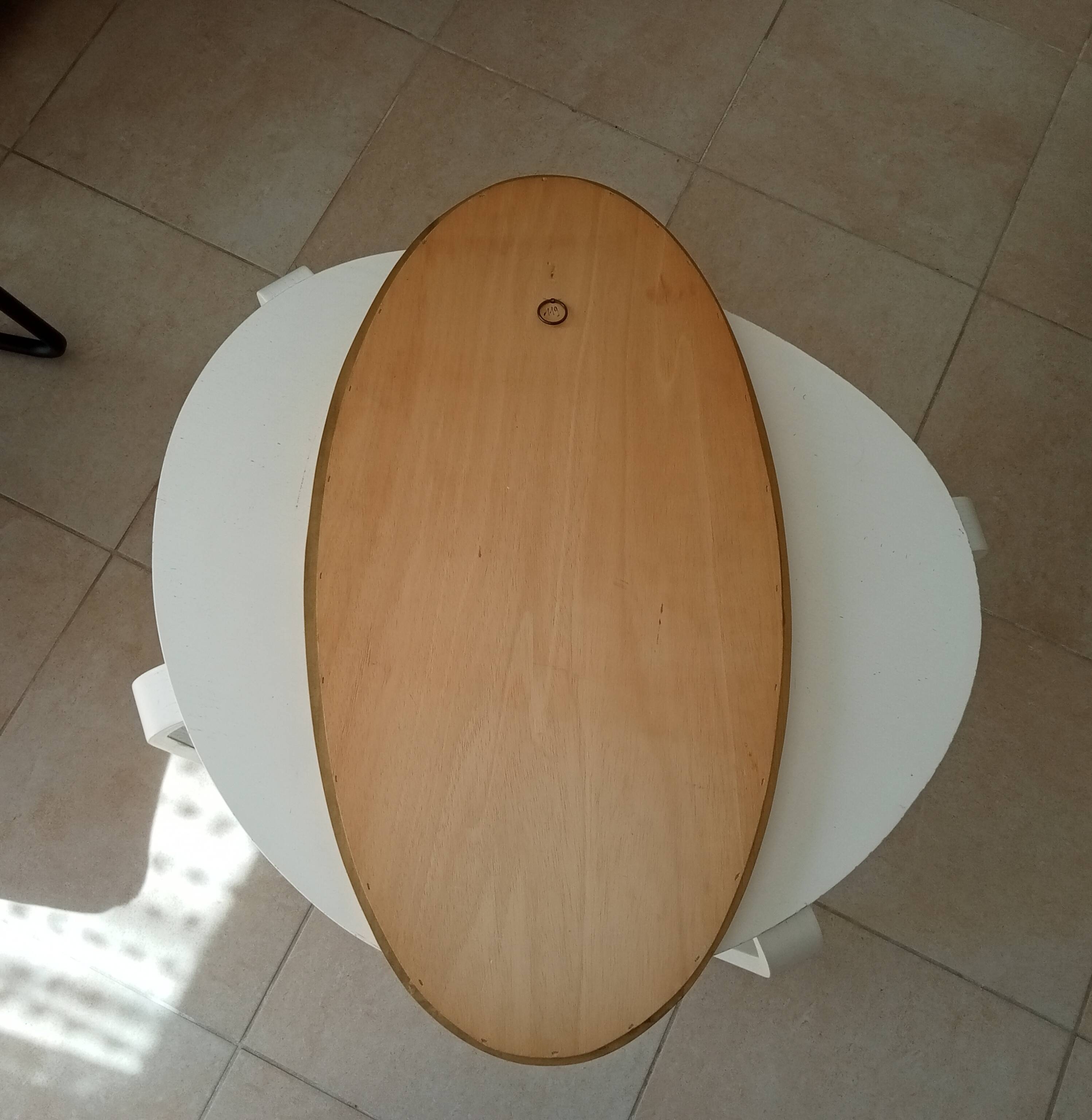 Miroir vintage ovale en bois doré années 60 77*41 cm