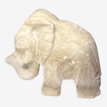 Brutalist quartz elephant paperweight sculpture