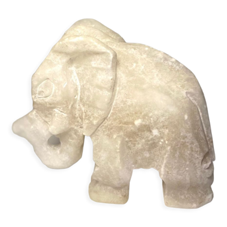 Brutalist quartz elephant paperweight sculpture