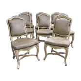 Série de 8 chaises de style Louis XV des années 1970 en hêtre