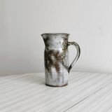 Small sanded stoneware pitcher signed Chantal and Thierry Robert