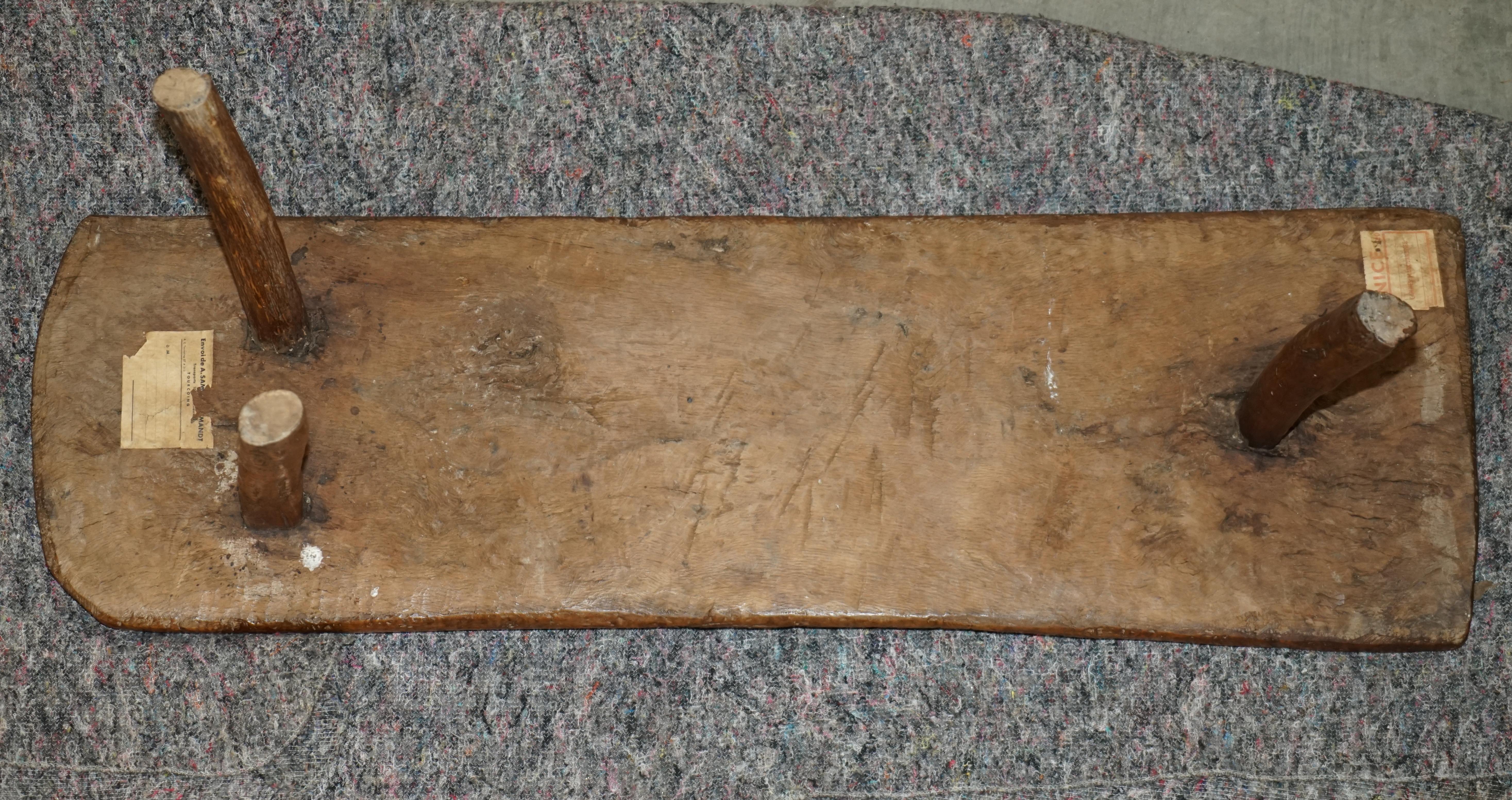 Antique Spanish Primitive Bench with Three Legs, 18th Century