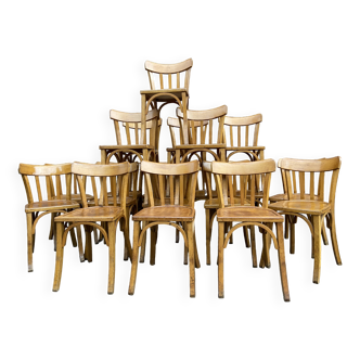 20 chaises bistrot en bois courbé, 1950