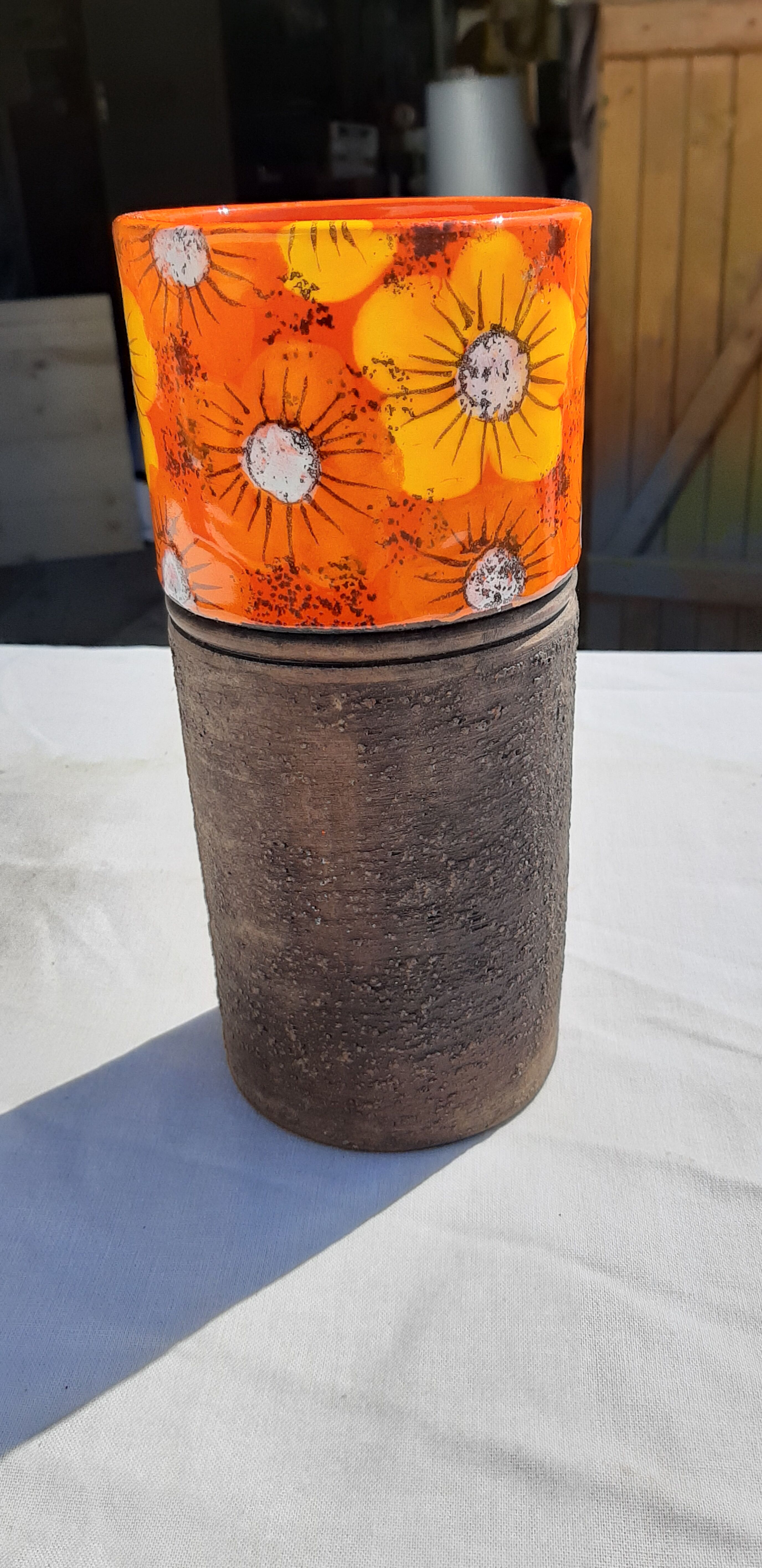 Vintage Vase Enamelled Sandstone of Scandinavian Style