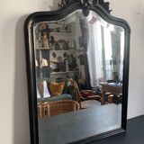 Napoleon III mirror in black wood with pediment