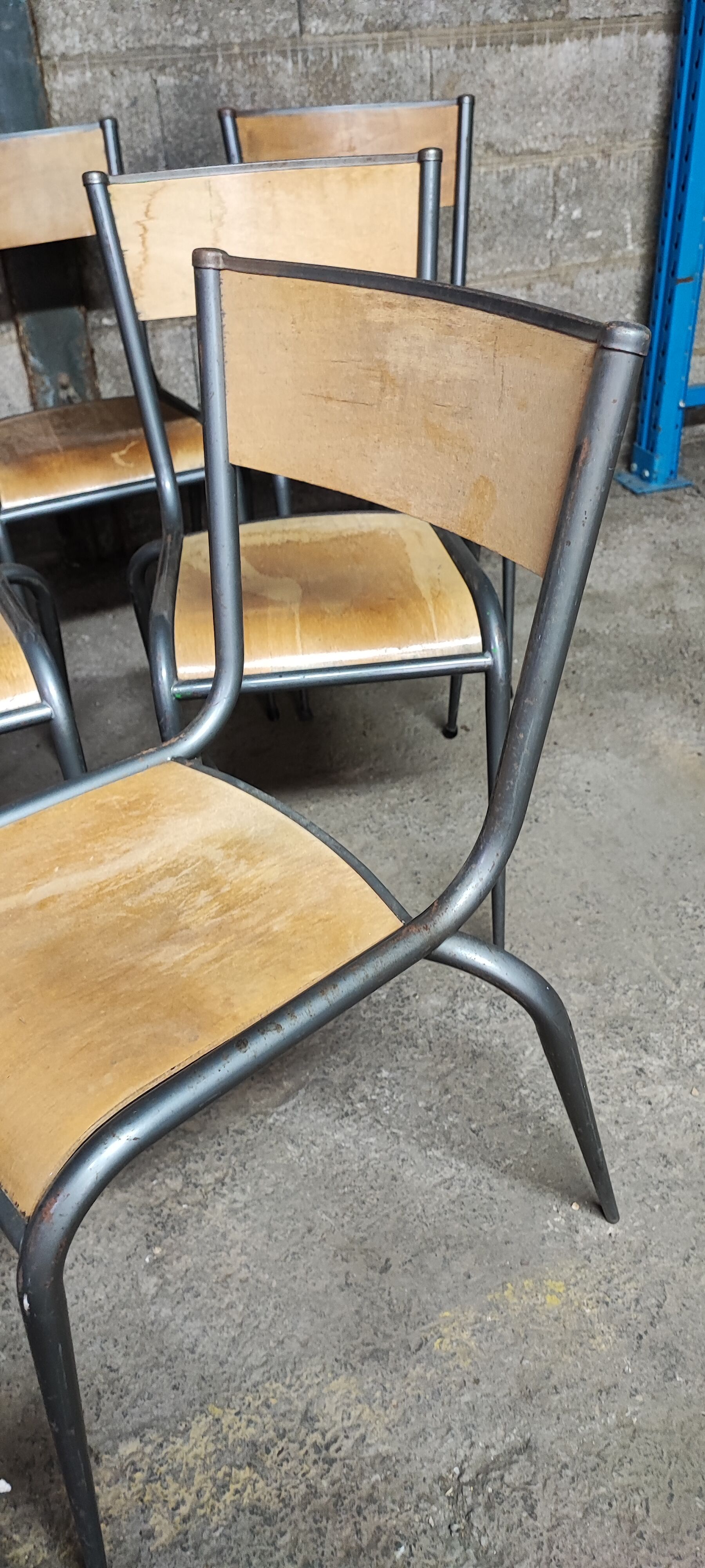 Six Mullca School Chairs 510 feet tapered