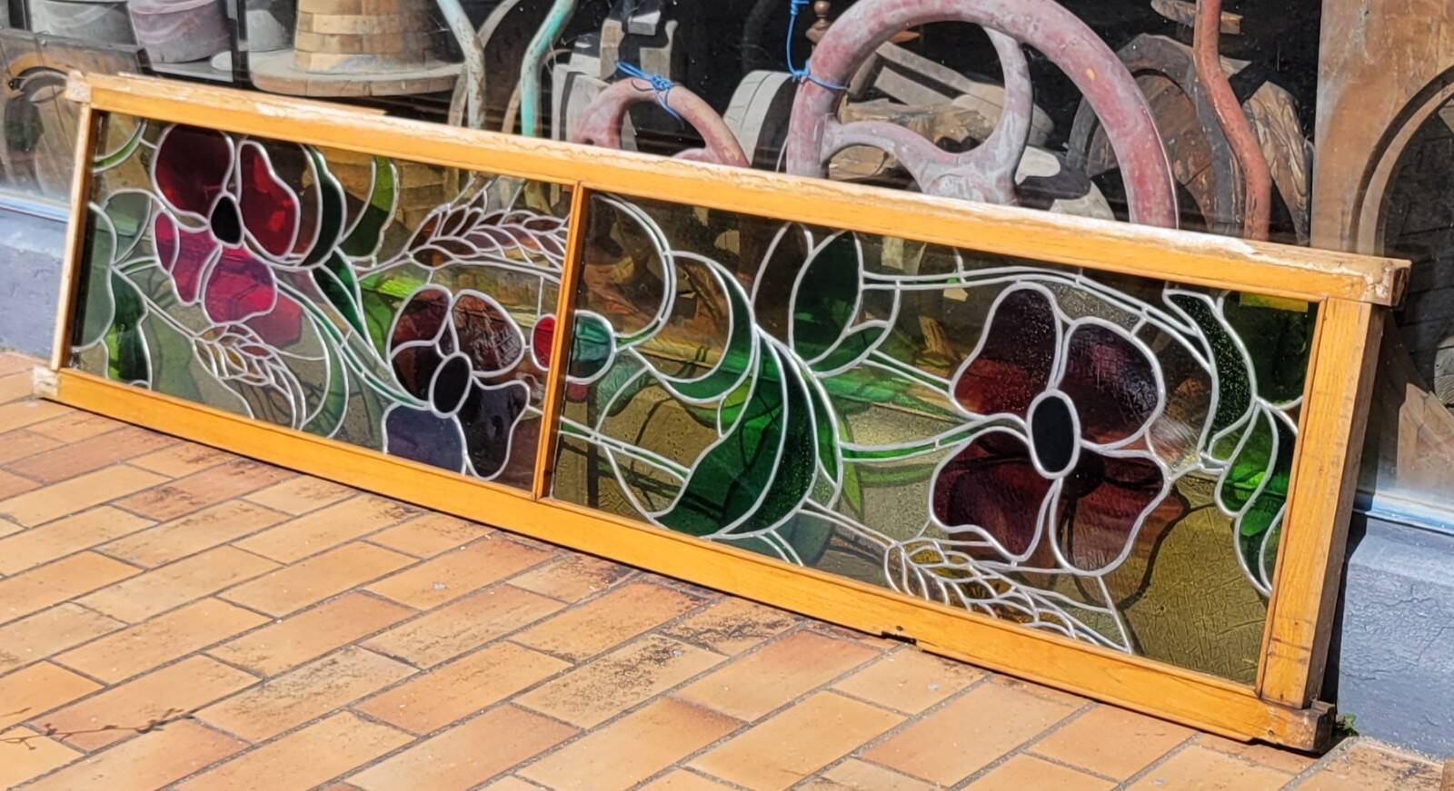 Large stained glass door side from the Art Nouveau period around 1900