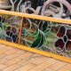Large stained glass door side from the Art Nouveau period around 1900