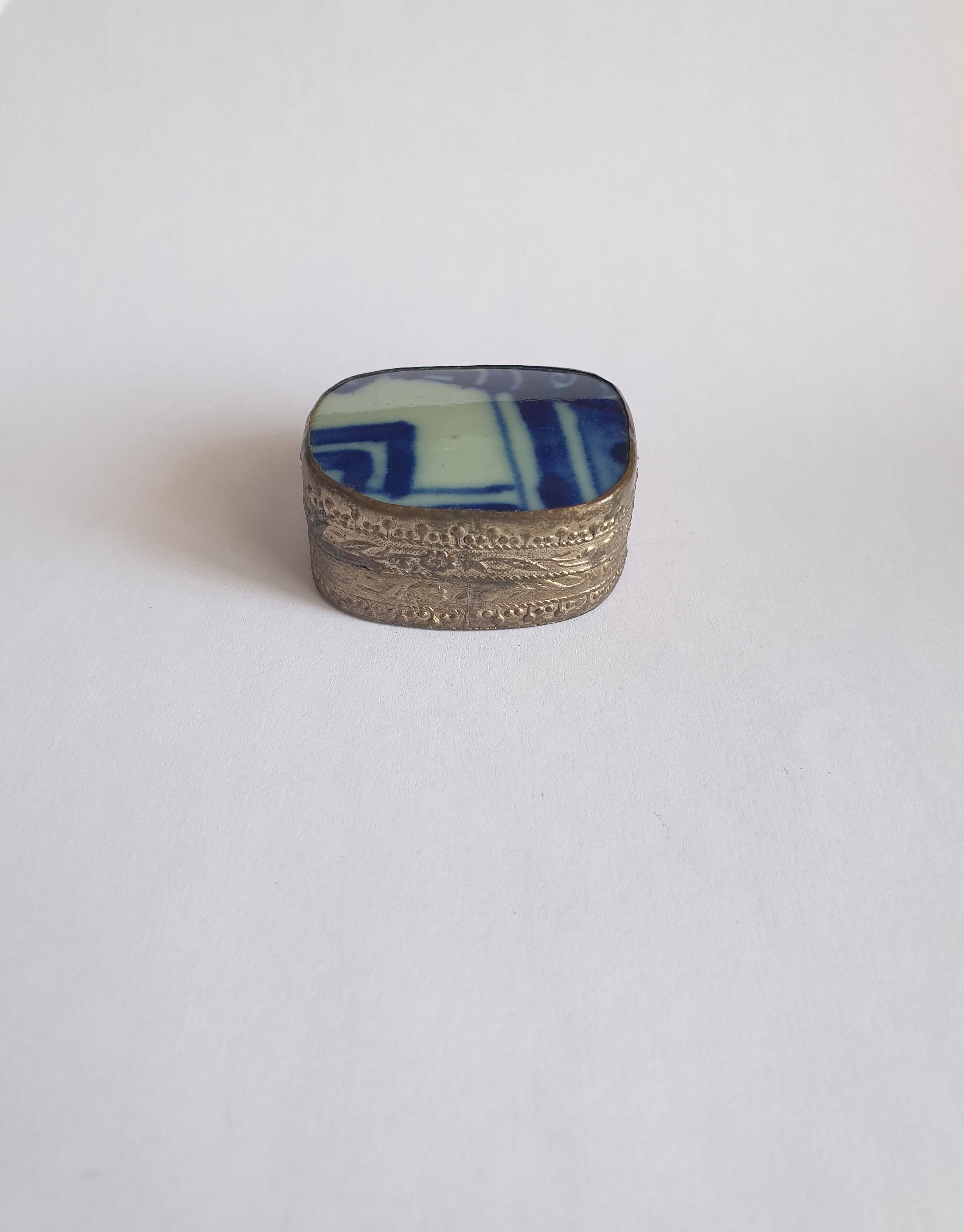 Old metal box and faience twentieth