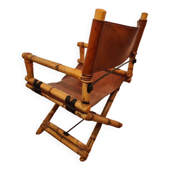 Director's chair bamboo brass & leather