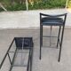 2 Italian Calligaris bar stools 1990 steel and black leather 80cm