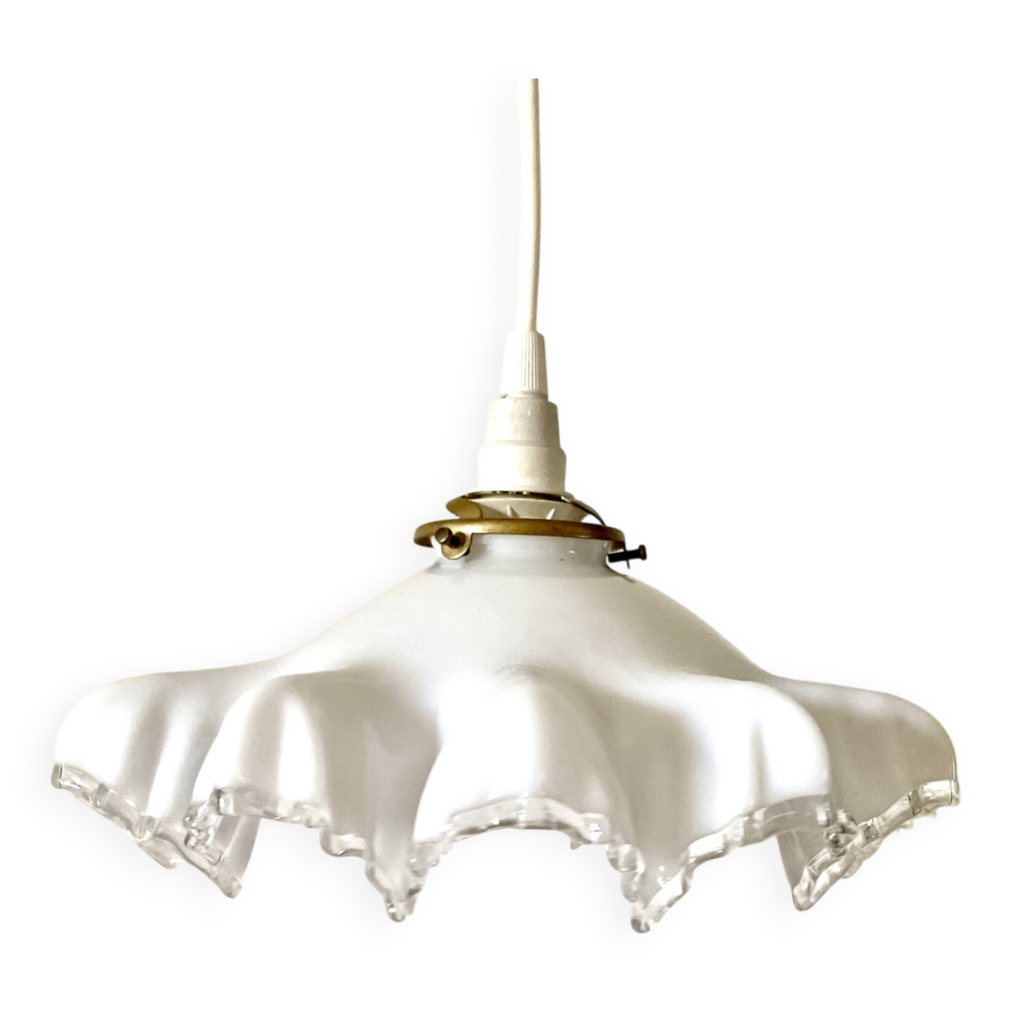 White glass draped suspension