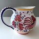 Vintage jug by Deruta Etrusca red rooster, Italy, majolica, ceramic hand painted