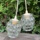 Pair of Bubble Pendant Lamps in Amber Glass Vintage 70s
