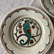 Dessert plates and serving dish, K&G Luneville, parakeet model.