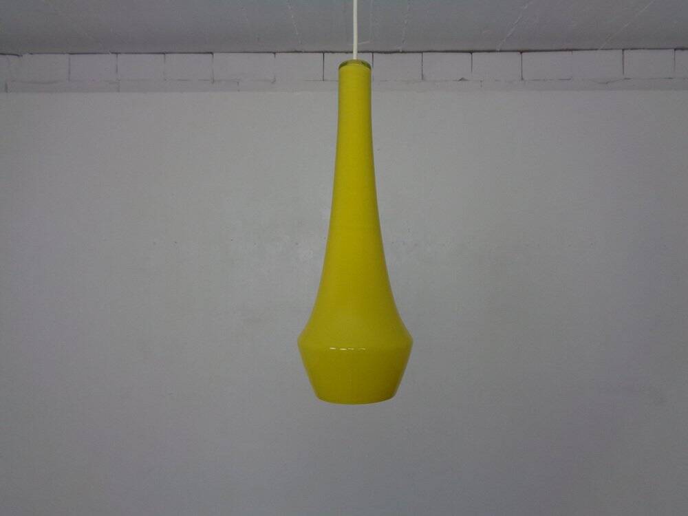 Yellow Teardrop Glass Ceiling Lamp from Holmegaard, Denmark, 1960s