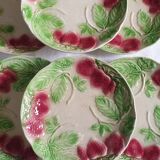 Six slip plates with strawberry decoration