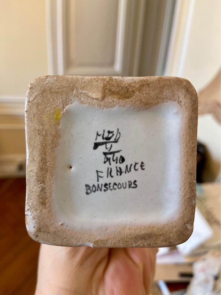 Antique Bonsecours faience vase