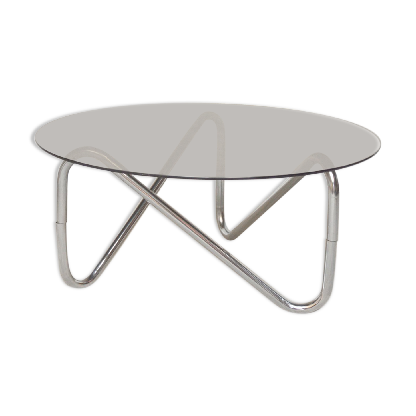 Glass and metal coffee table, 1980