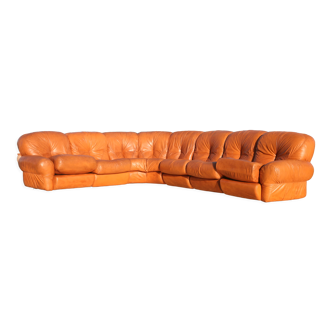 Modular sofa in "fawn" leather, Italy, circa 1970