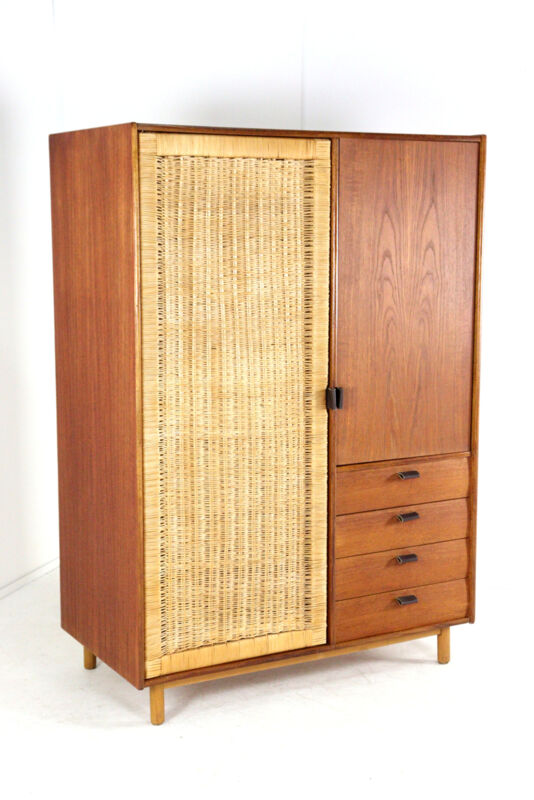 Sebastian Muggenthaler wardrobe - teak & Wicker - rare mid century design