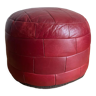 Red patchwork leather pouf