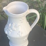 Carafe, pitcher signed Émile Tessier, Old France, in slip, ceramic