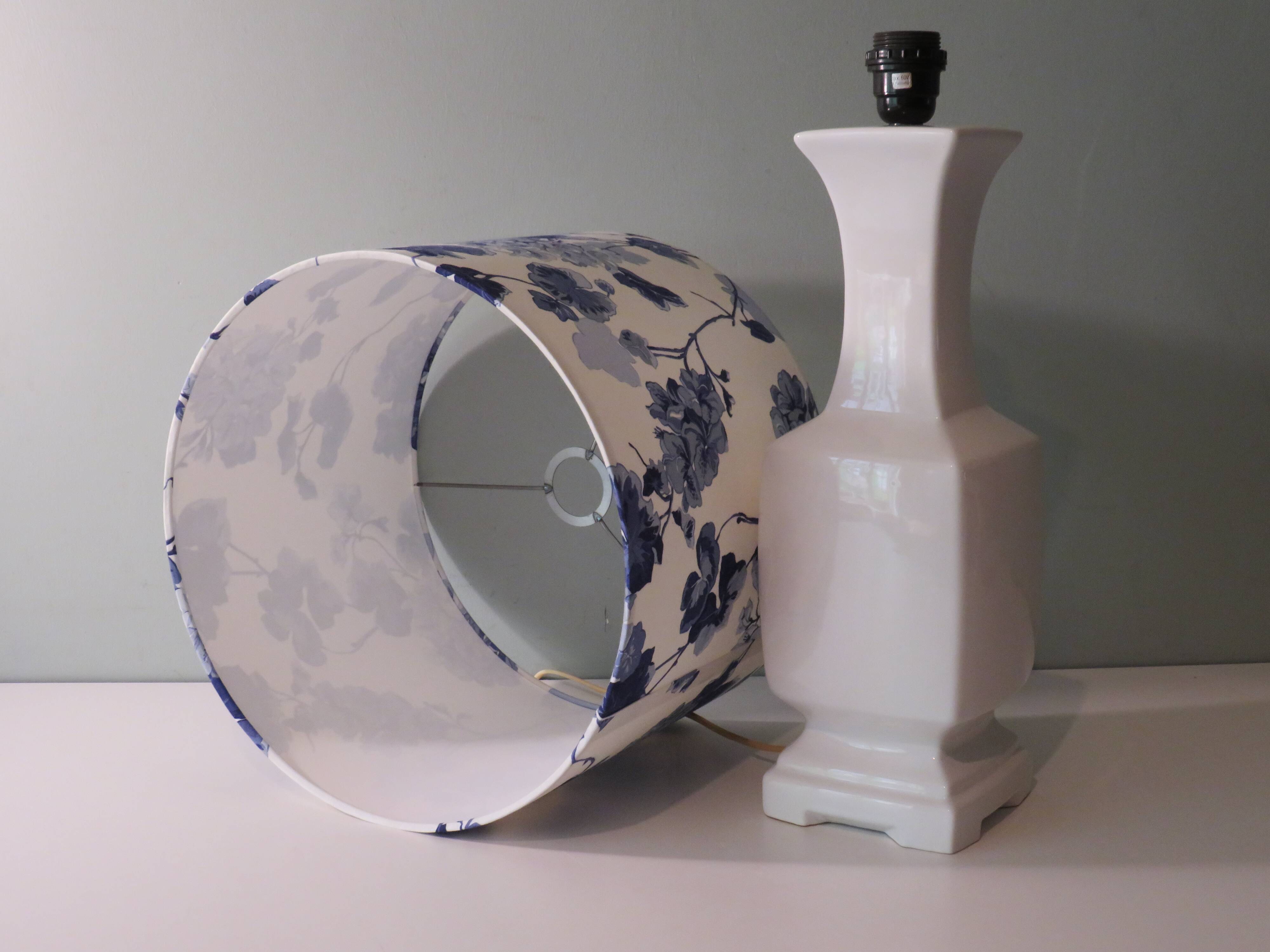 White mid-century ceramic table lamp